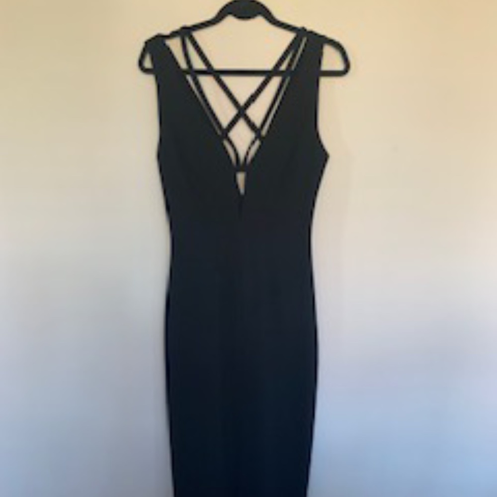 Vintage Rex Lester Black Strappy Sexy Long Dress